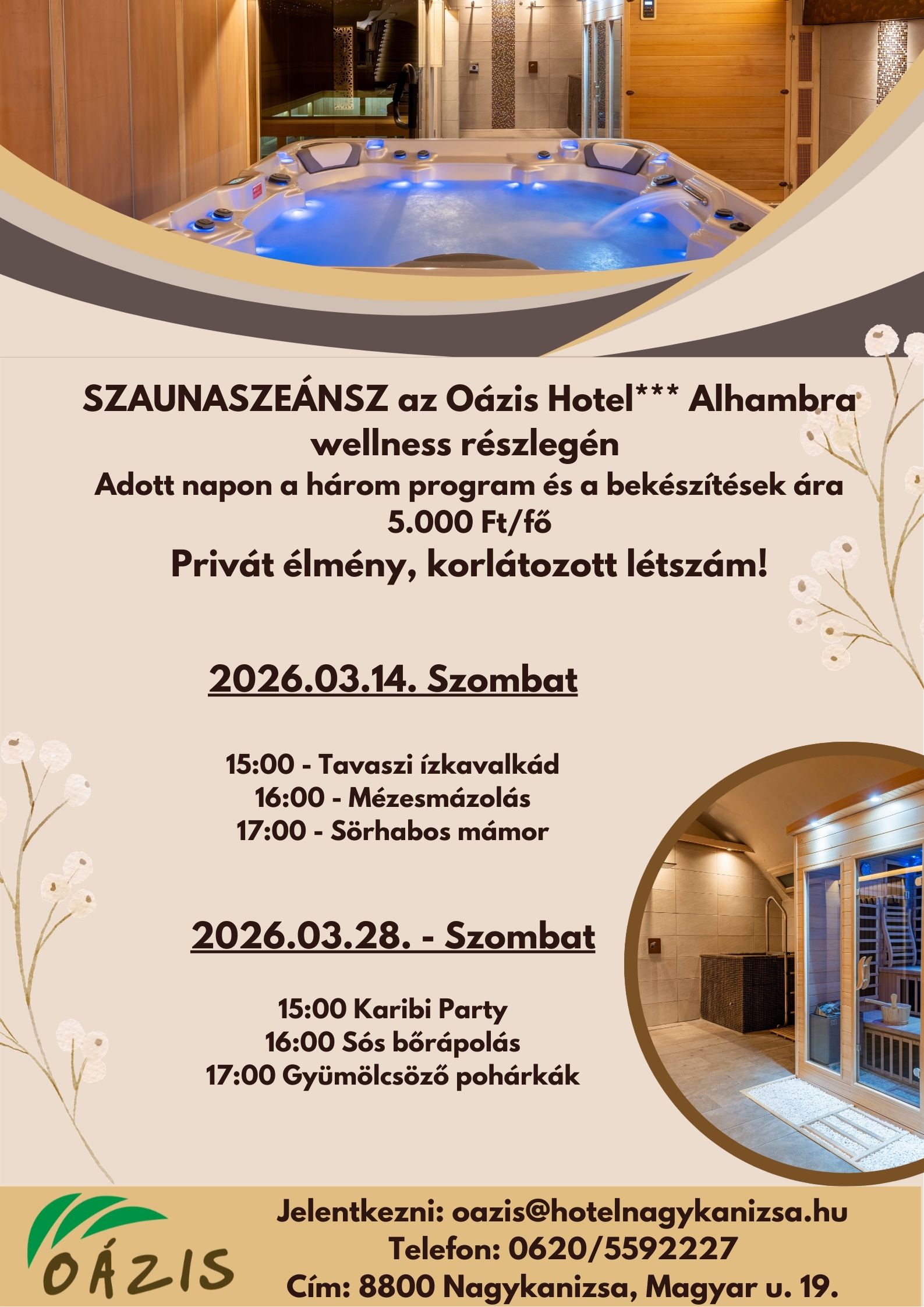 Szauna szeánsz Oázis Hotel